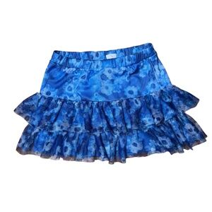 Justice Skirt Juniors 16 Blue Floral Ruffle Tulle Skort Playful Chic